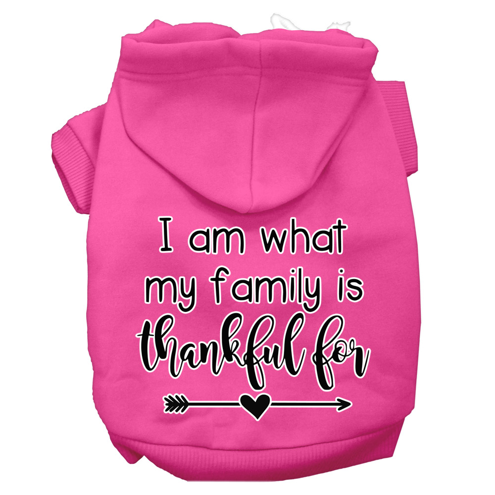 I Am What My Family is Thankful For Screen Print Dog Hoodie Bright Pink XL